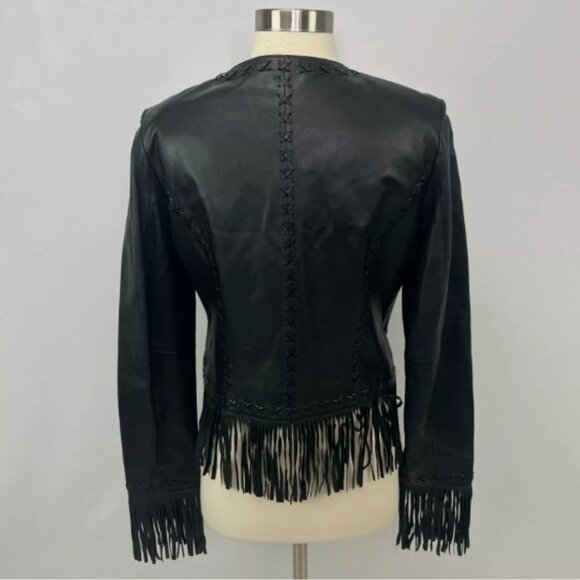Vintage Cache Leather Fringe Crop Jacket - Picture 8 of 14